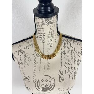 B25 Napier Vintage Gold Tone Choker Necklace Collar Egyptian Revival Brick Link